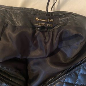 Real leather black skirt